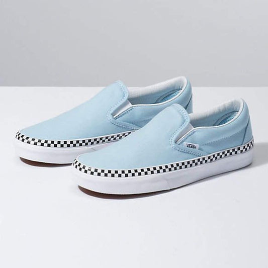 Vans Classic Slip-On Check Foxing Blue Women's Canvas Sneakers Size 5.5