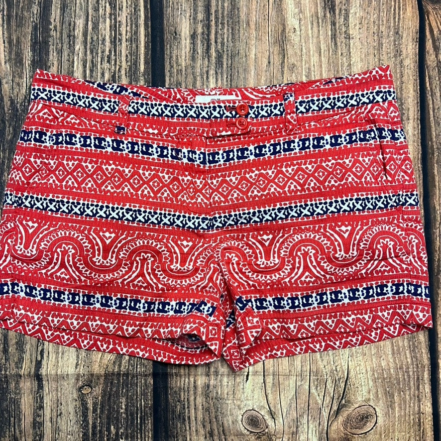 Vineyard Vines Women's Chino Shorts Size 6 Red White Blue Geometric