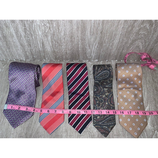 Set of 5 Men's Floral Tie Set Multicolor Designer Business Formal 5 Pc