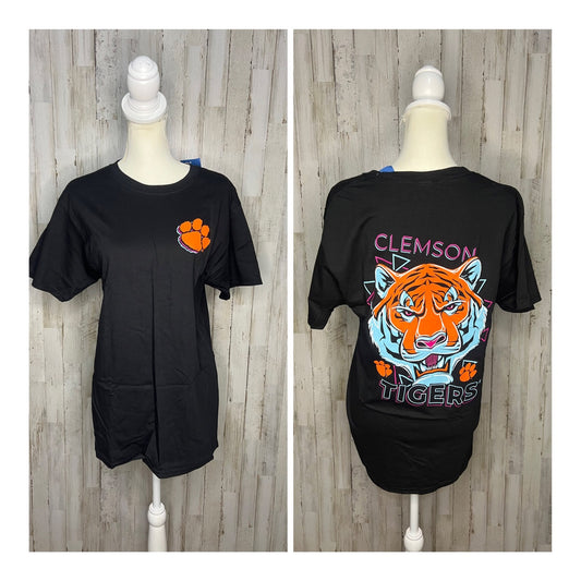 Clemson Tigers Women's Medium Black & Neon Short Sleeve Casual Summer T-Shirt