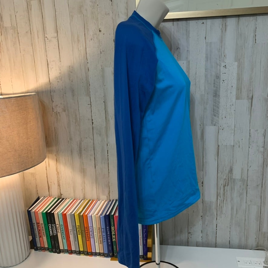 Columbia Boys Rash Guard Swim Shirt Blue Colorblock Size L
