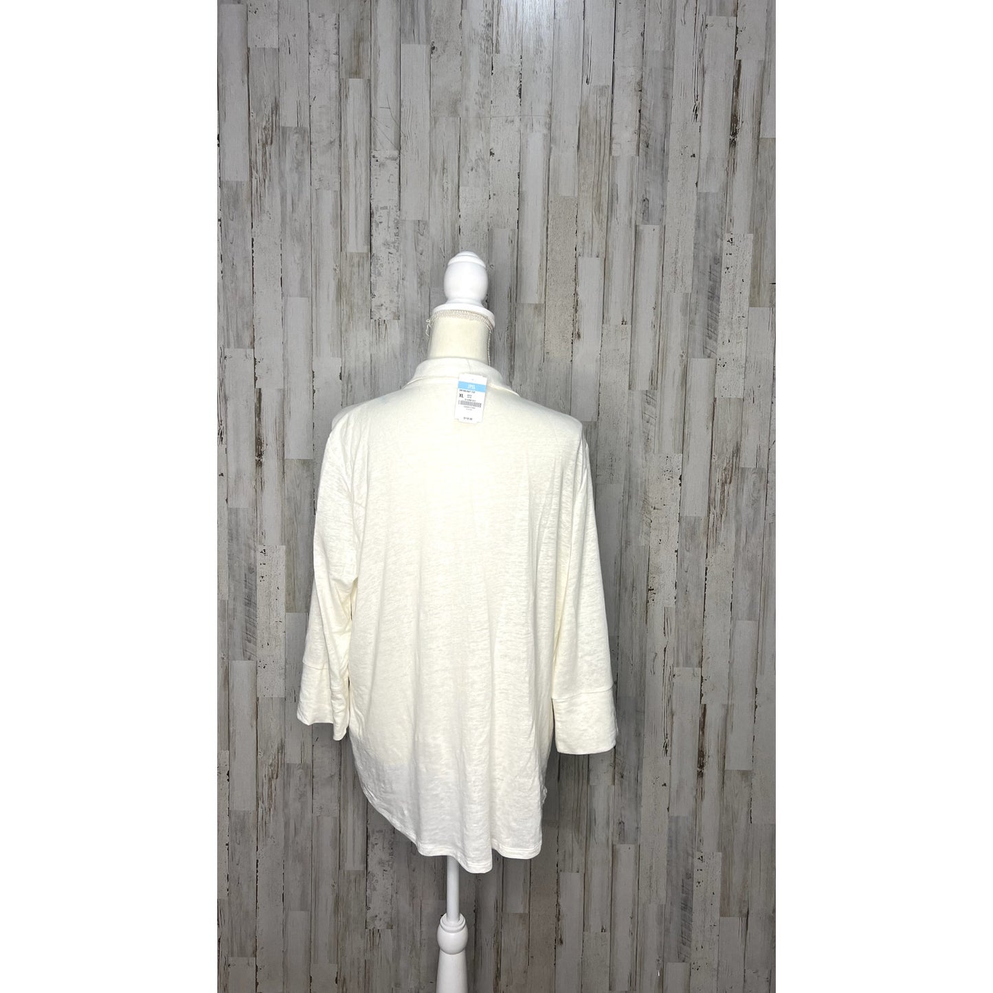 NWT J. McLaughlin Women's XL White Brynn Knit Button-Up Shirt Long Sleeve