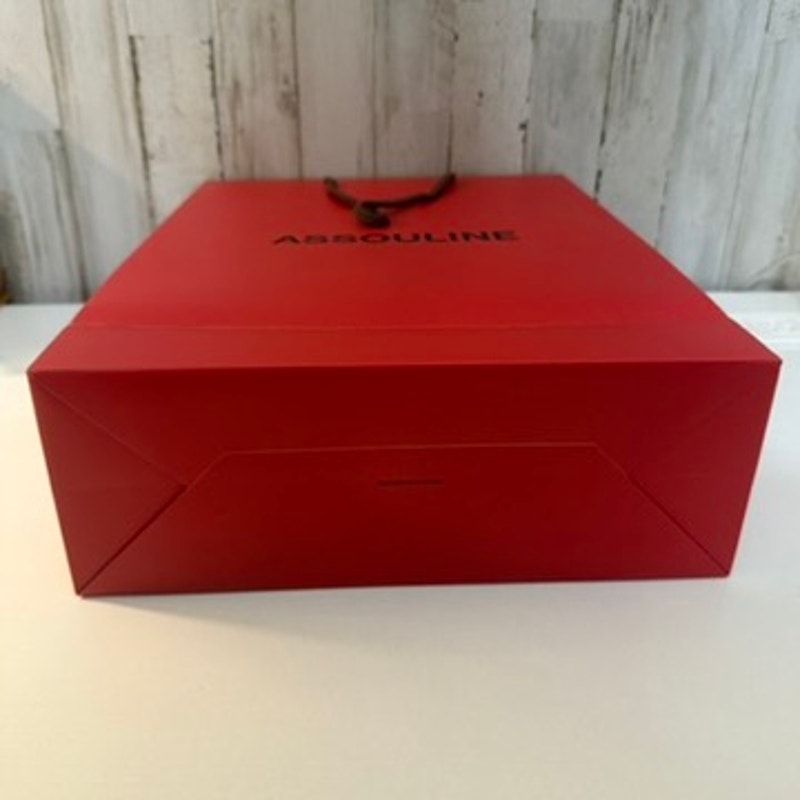 Assouline Luxury Shopping Gift Bag Red Rope Handles Black Interior 11x9
