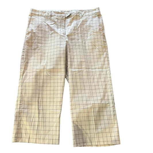 Lady Hagen Women's Beige Checkered Wide Leg Cropped Golf Pants Size 14