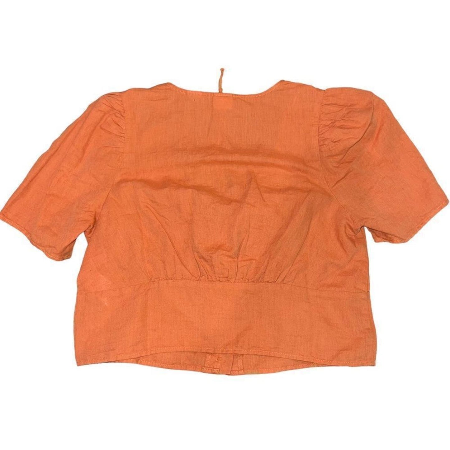 NWT Levi's Linen Luisa Puff Sleeve Blouse Orange Medium