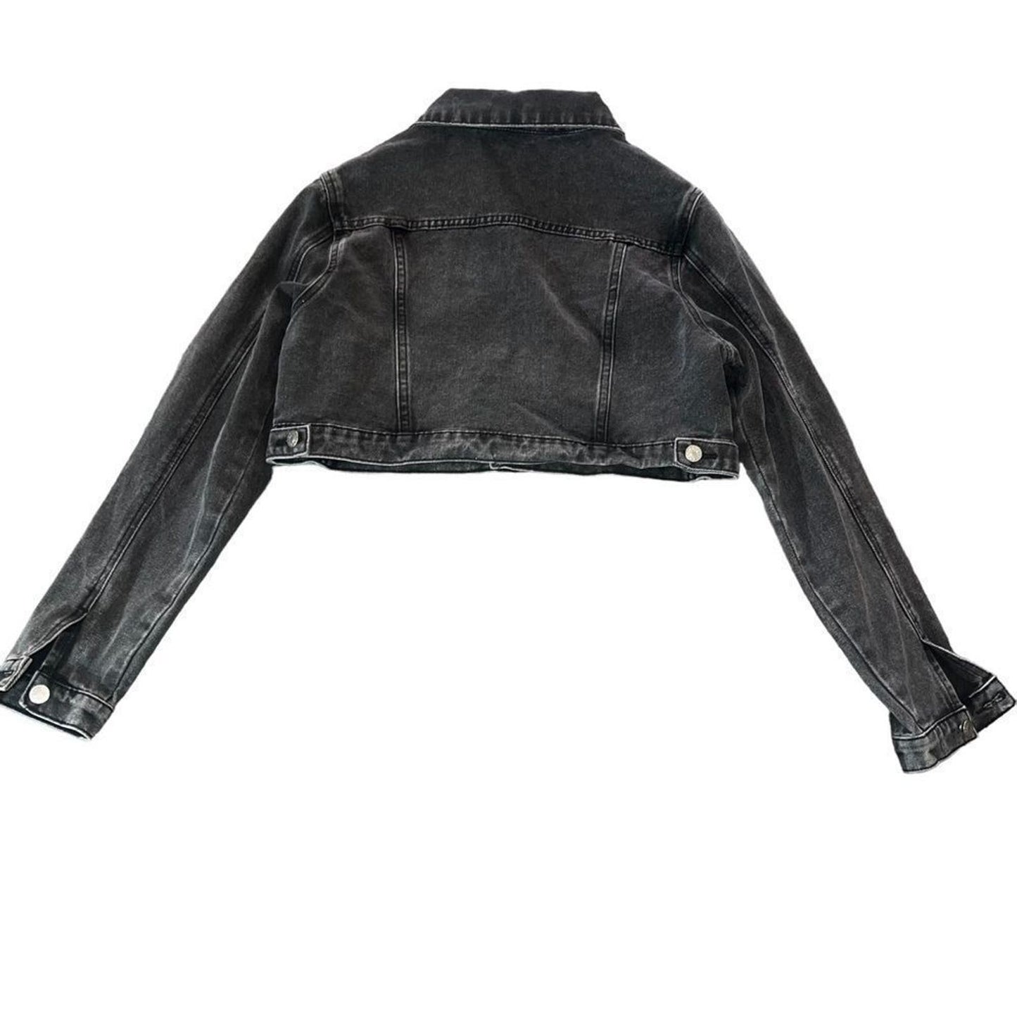 Windsor Distressed Black Denim Cropped Jacket size Large