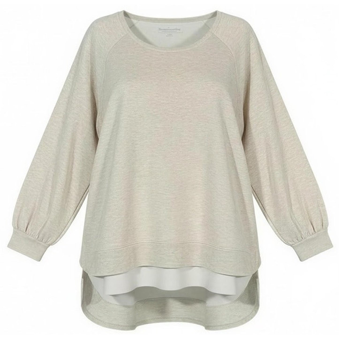 Soft Surroundings Pullover Sweatshirt Womens XL Beige Heather Rib Trim