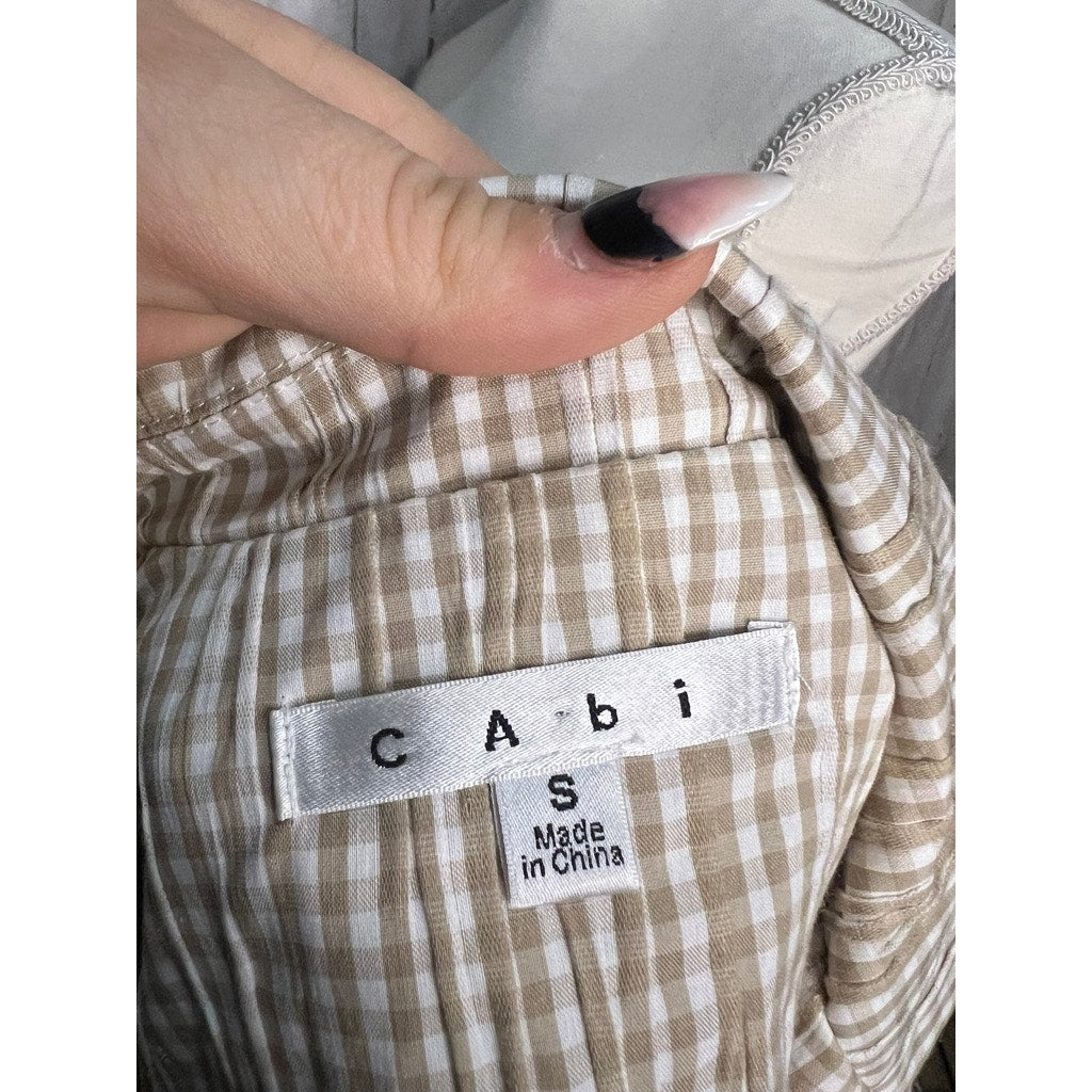 CAbi Women's Small Beige Check Blazer Jacket #346 Business Casual