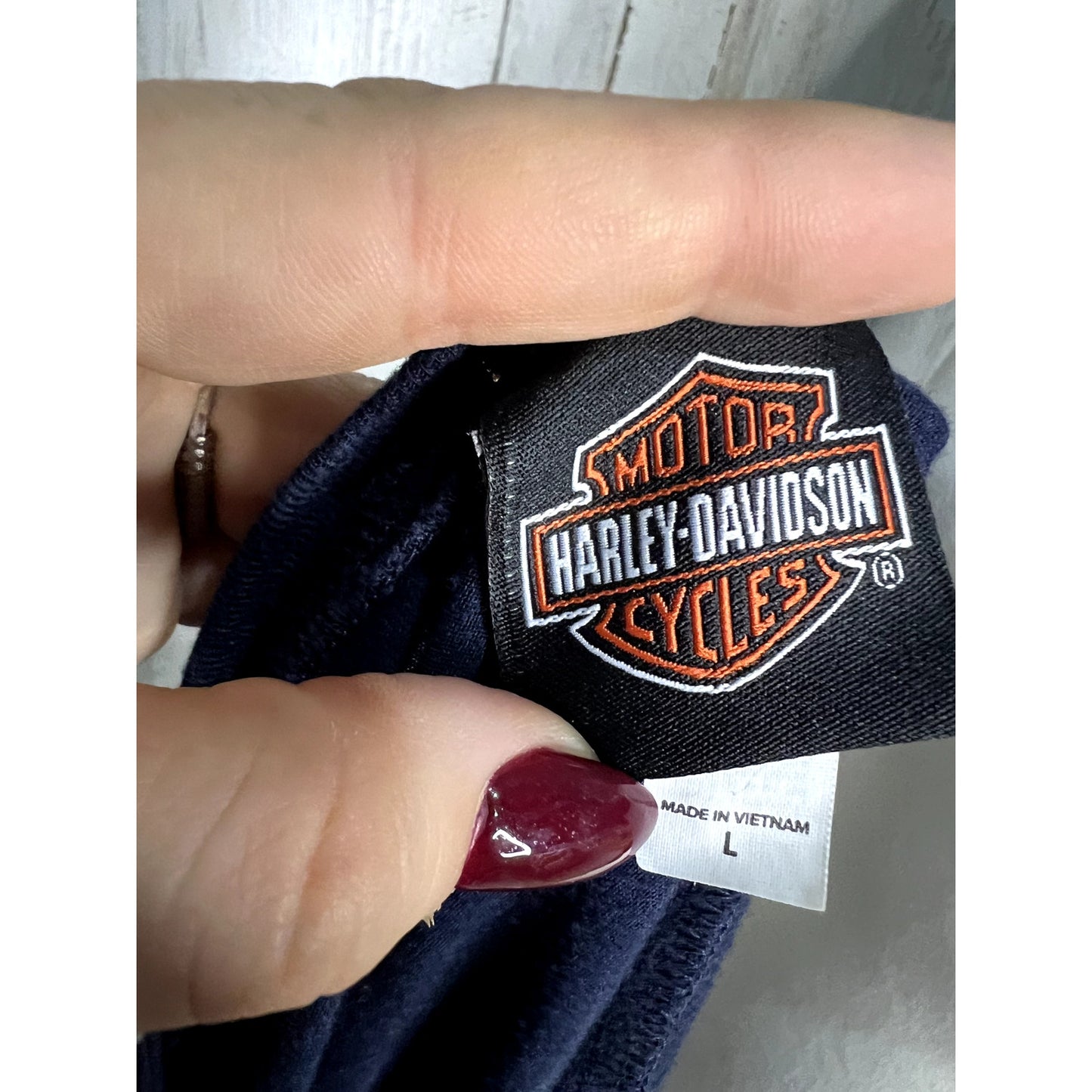 Harley-Davidson Women's Long Sleeve Graphic T-Shirt Blue Size Large Casual