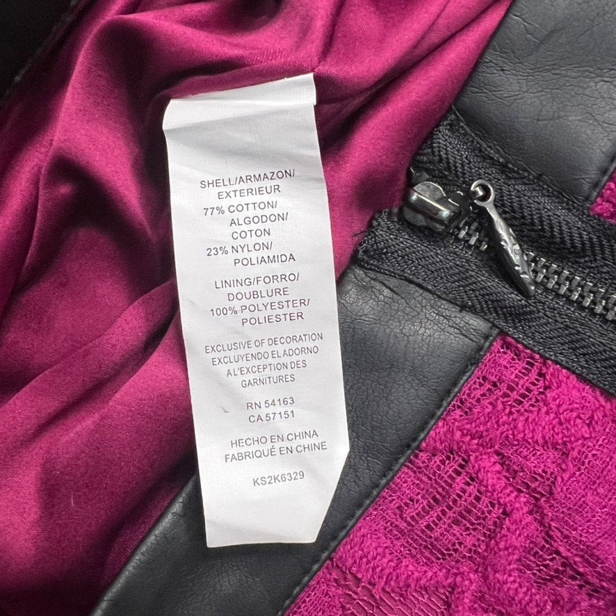 Kensie Women's Pink Lace Mini Skirt Faux Leather Trim Size 6 Party