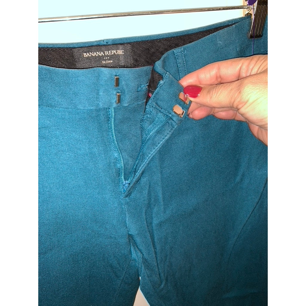 Banana Republic Women's Petite Dress Pants Size 4 Blue Stretch Casual