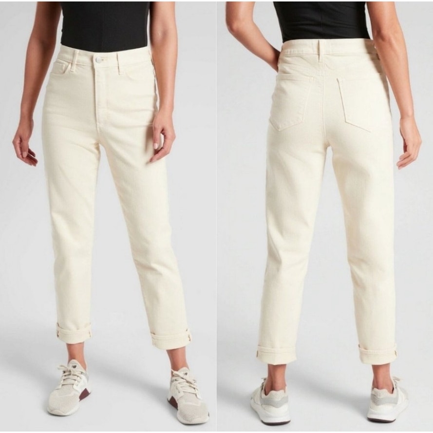Athleta Women's Size 2 Beige Straight Leg Ankle Jeans Casual
