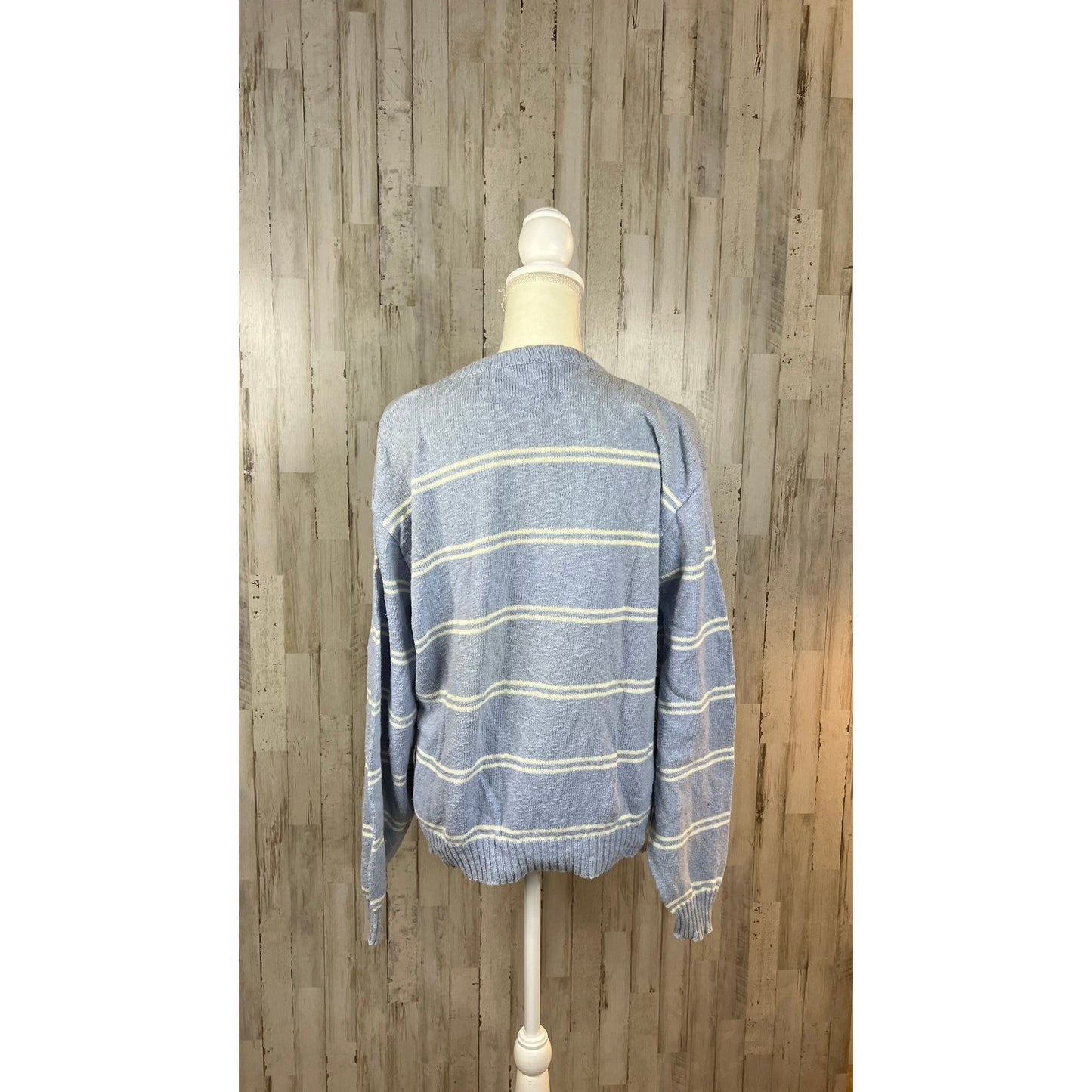 Vintage Granby Club Collection Men's XL Blue Striped Crew Neck Pullover Sweater