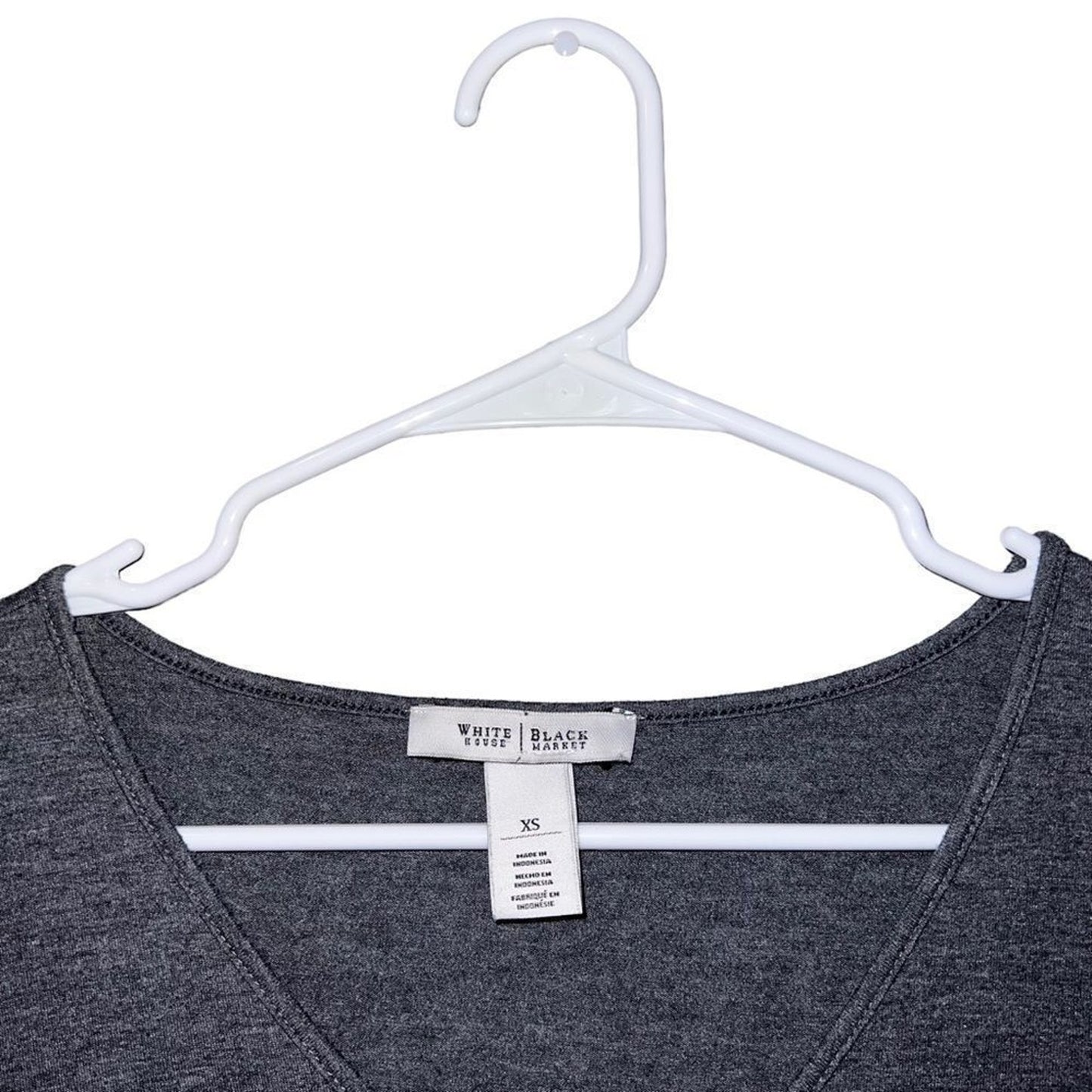 White House Black Market Tunic Top Womens XS Heather Gray V-Neck Long