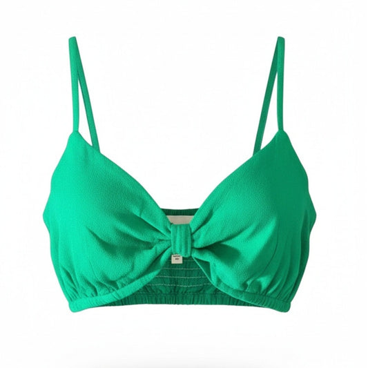 By The Way Bandeau Top Womens Size Small Green Bralette Tie Front Smocked Back