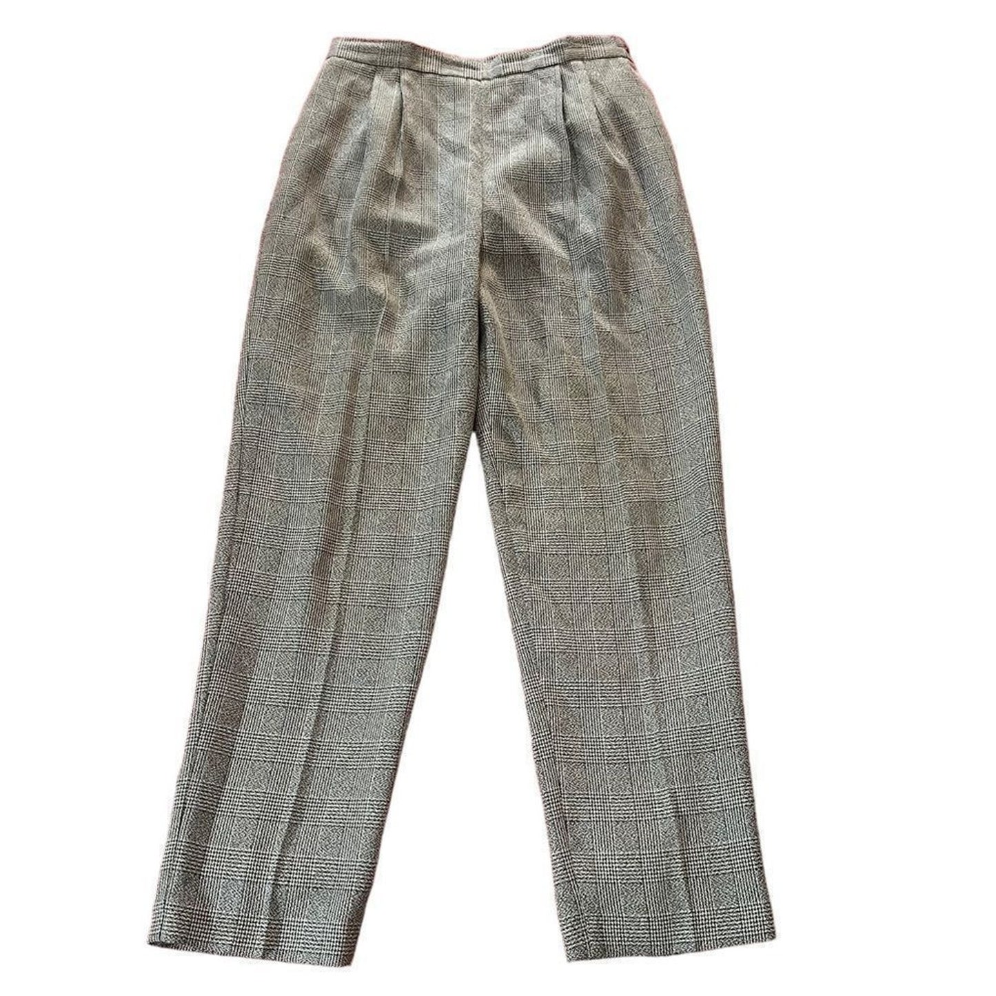 Hunter Sportswear Dress Pants Women's 14 Gray Black Plaid Pleated High Rise