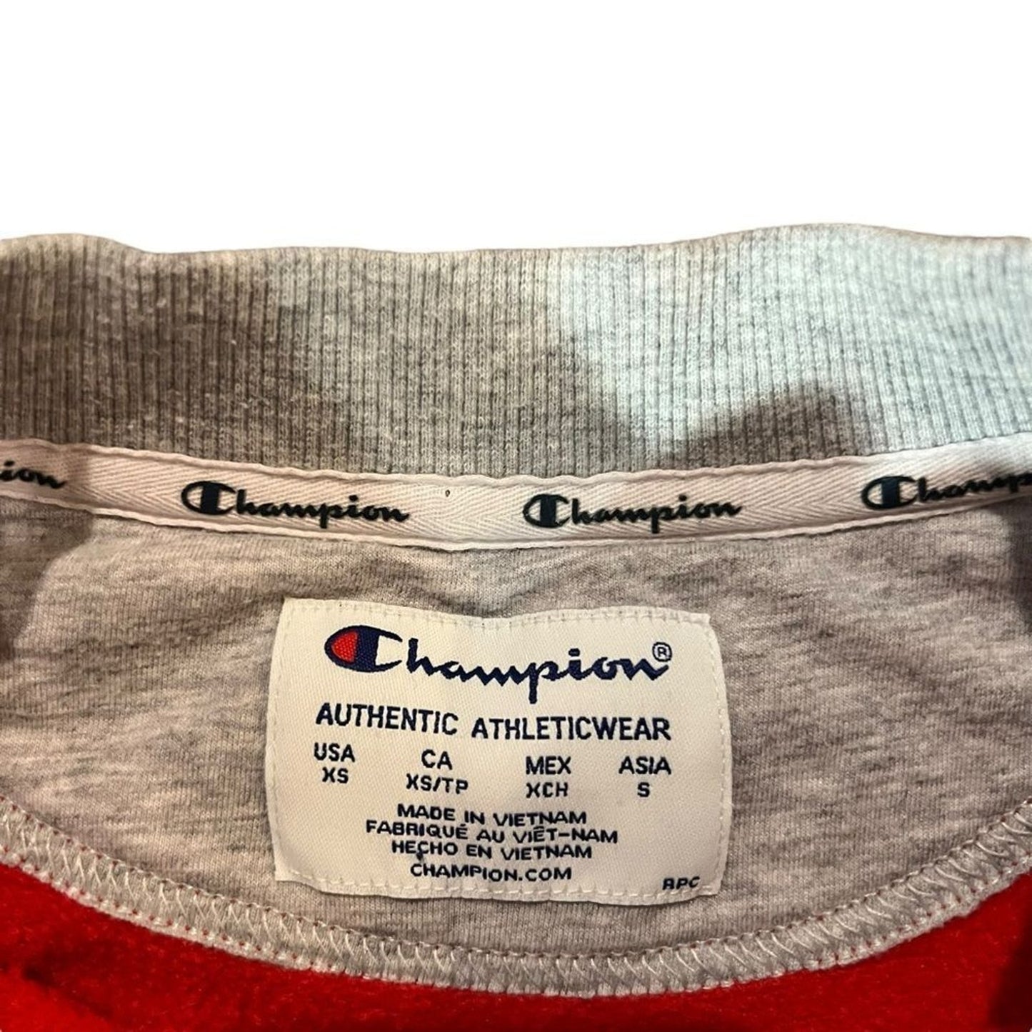 Champion Sweatshirt Womens XS Red Cropped Crewneck Pullover Drawstring
