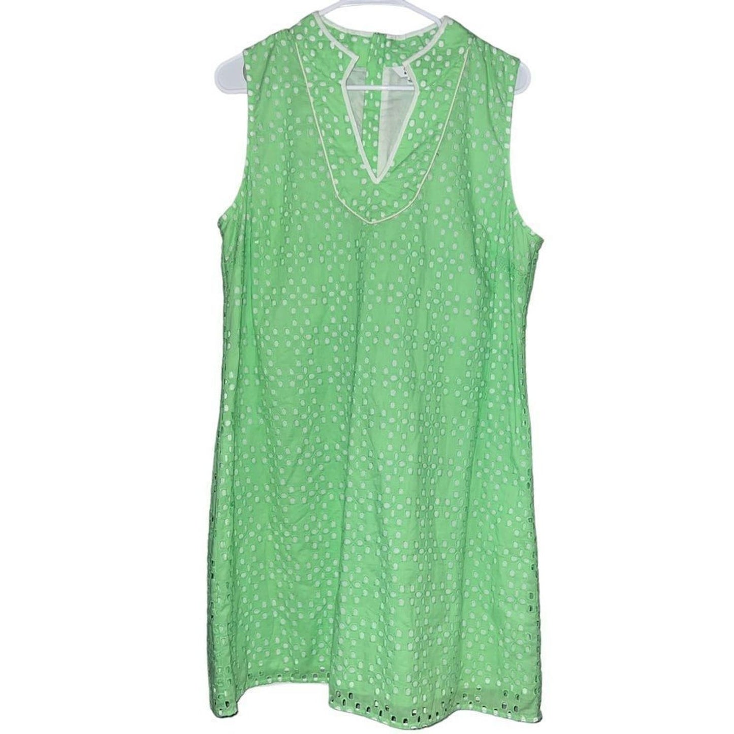 Crown & Ivy Green and White Eyelet Shift Dress Size 12