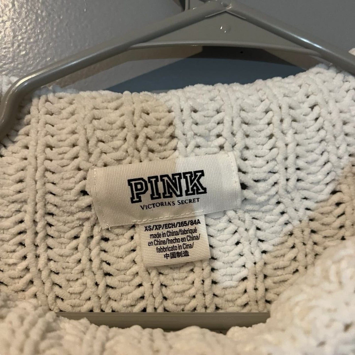 PINK Victoria's Secret White Chunky Knit Sweater Size XS