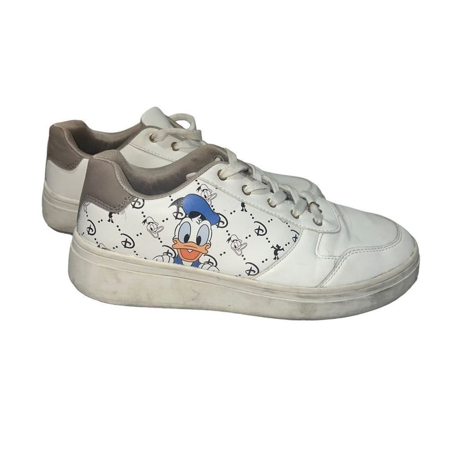 Disney Donald Duck White Classic Designer Print Sneakers Shoes Women's Size 9