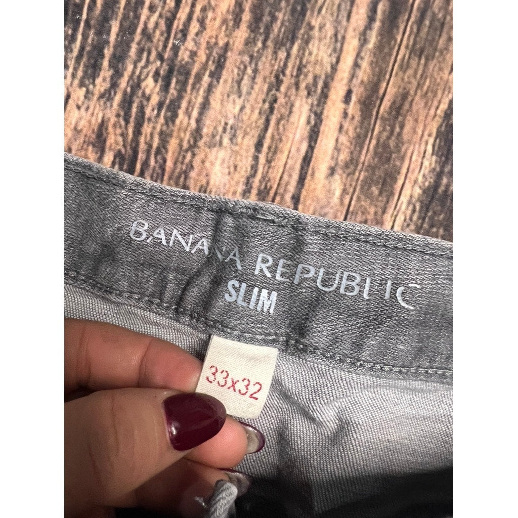 Banana Republic Men's Slim Fit Jeans 33x32 Light Gray Denim Straight