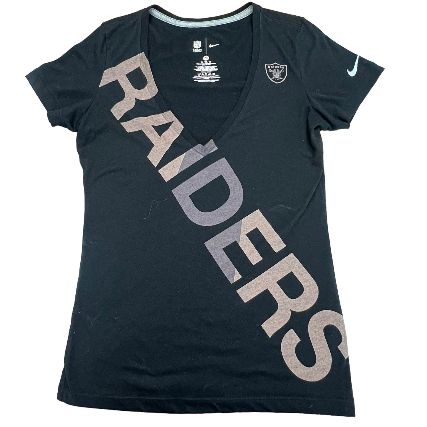 Nike Women's Medium Las Vegas Raiders V-Neck Short Sleeve Graphic T-Shirt