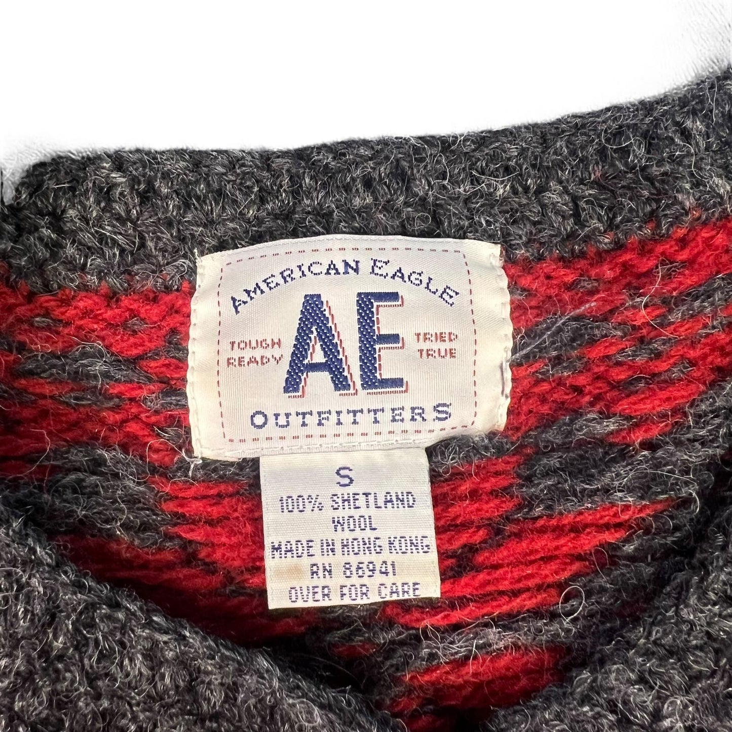 Vintage American Eagle Women's Small Red 100% Shetland Wool Snowflake Cardigan