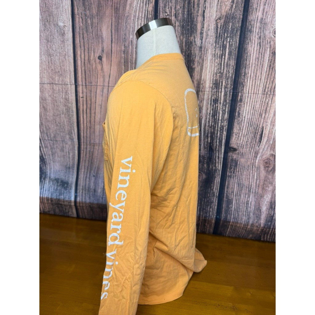 Vineyard Vines Men's Long Sleeve Orange Graphic Pocket T-Shirt Size Large