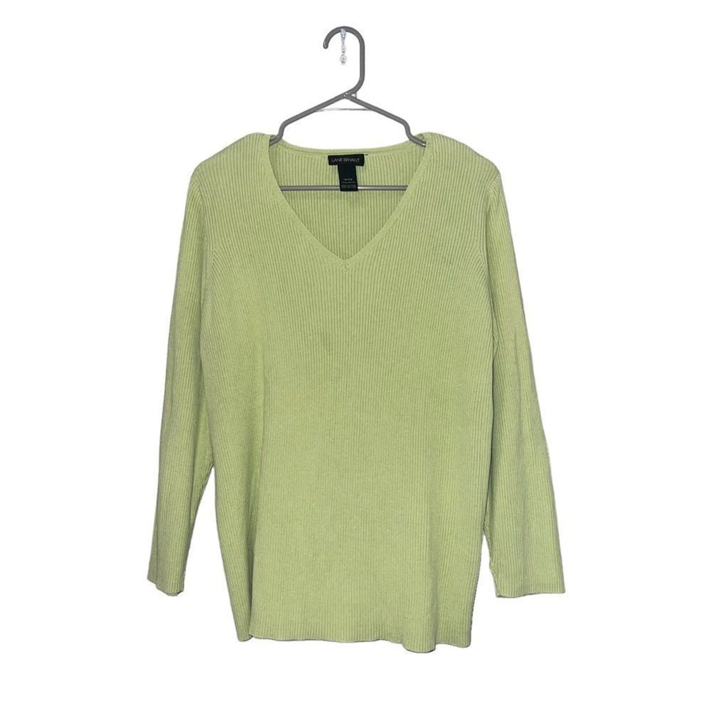 Lane Bryant Green V Neck Fitted Sweater Size 18/20