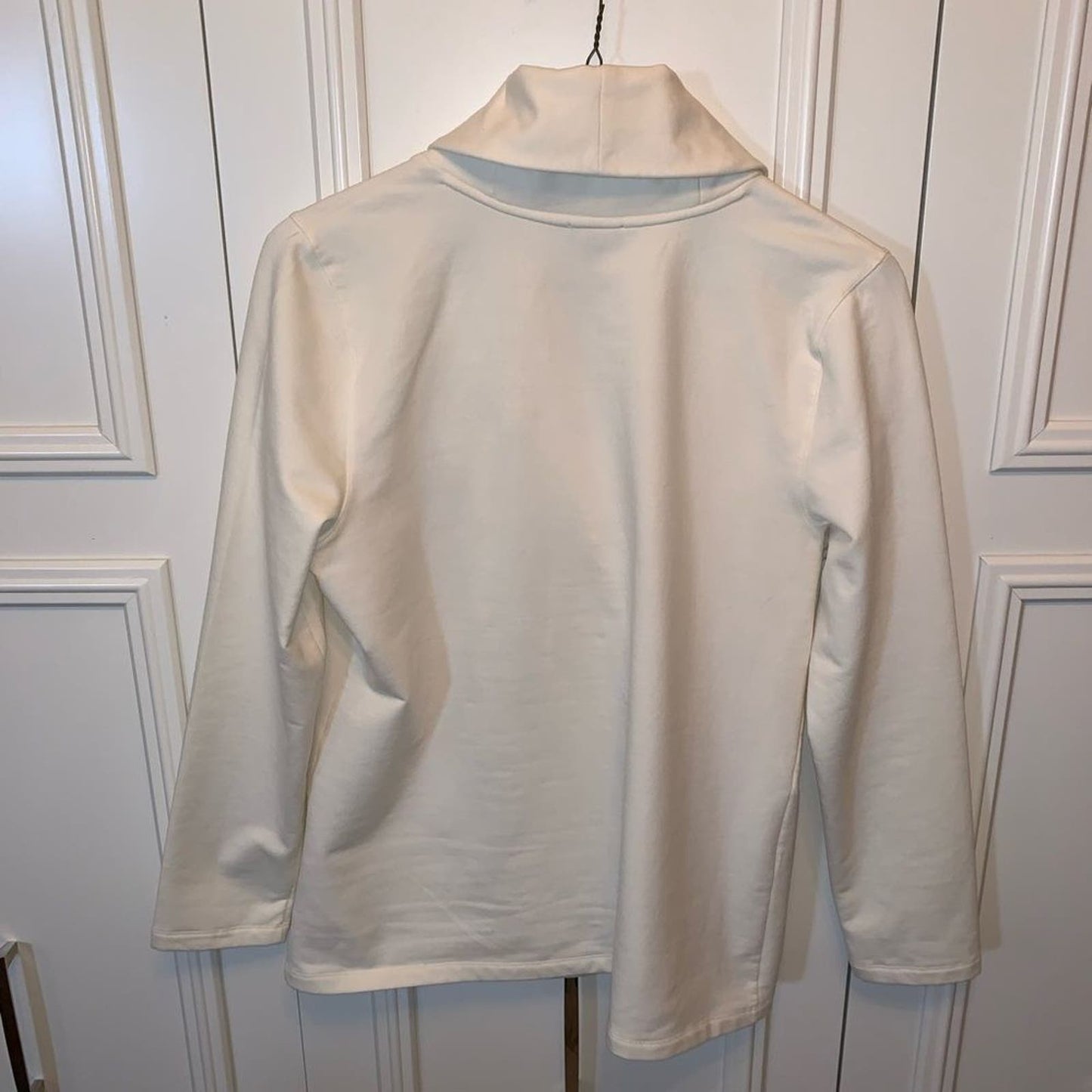 Talbots Ivory Featherweight Fleece Wrap Neck Pullover Top XL