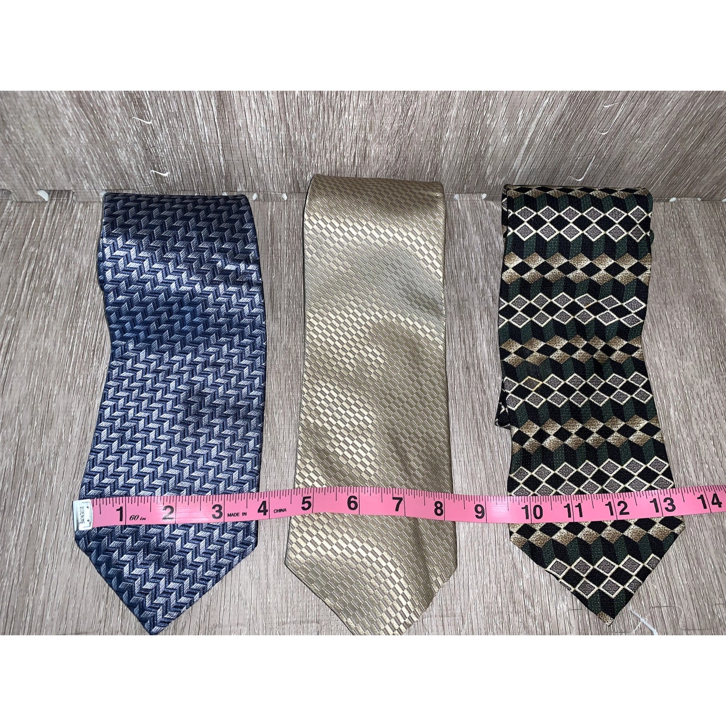 Geoffrey Beene Men's Silk Tie Set of 3 Multicolor Geometric Classic