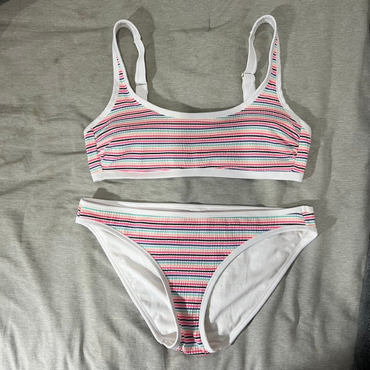 Hula Honey Women's Striped Bikini Set Multicolor Size Large