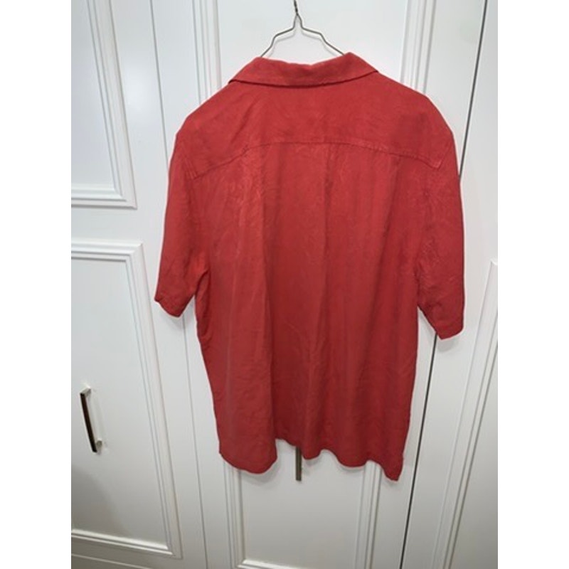 Tommy Bahama Men's XL Red Silk Short Sleeve Button-Up Shirt Casual