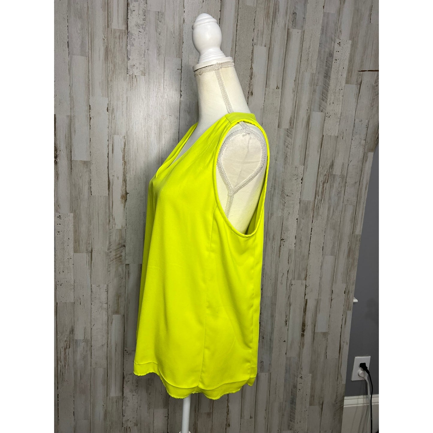 J.Crew Women's Sleeveless V-Neck Blouse Size 12 Neon Yellow Casual