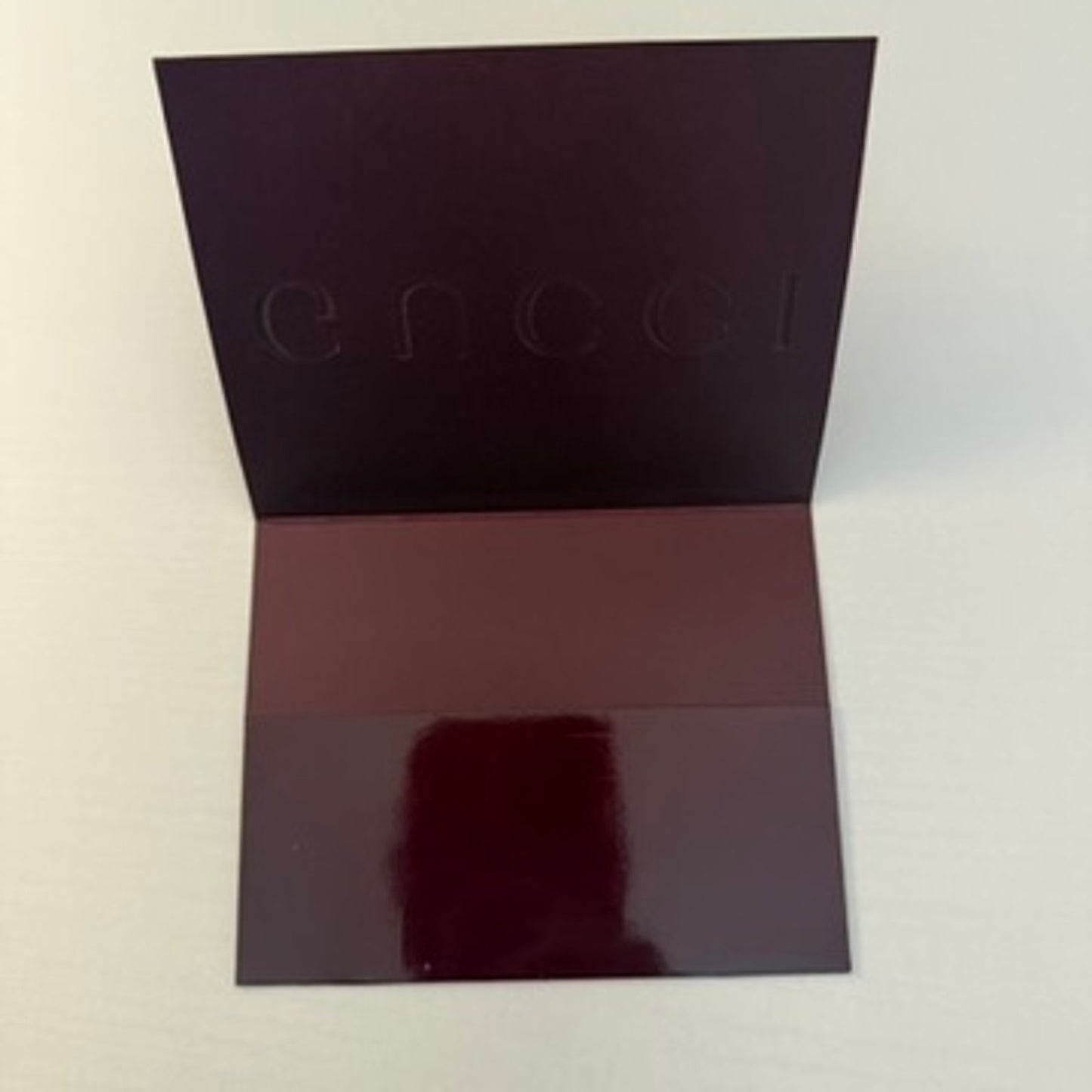 Gucci Burgundy Glossy Gift Envelope Card Holder White Logo 3.5 x 5 in