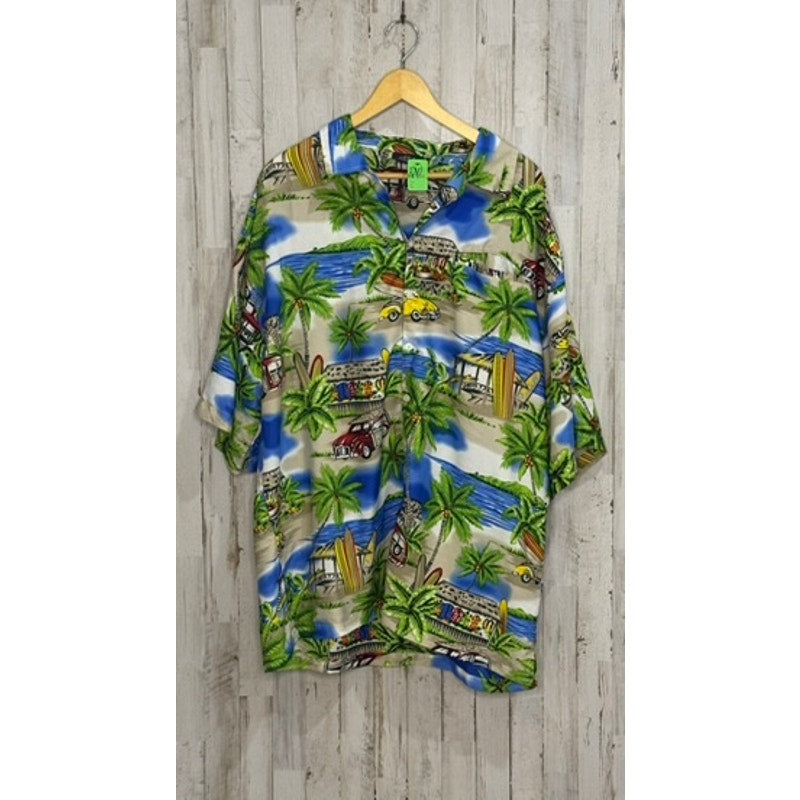 Pacific & Co Men's 2XL Hawaiian Shirt Beach Longboard Palm Trees Print