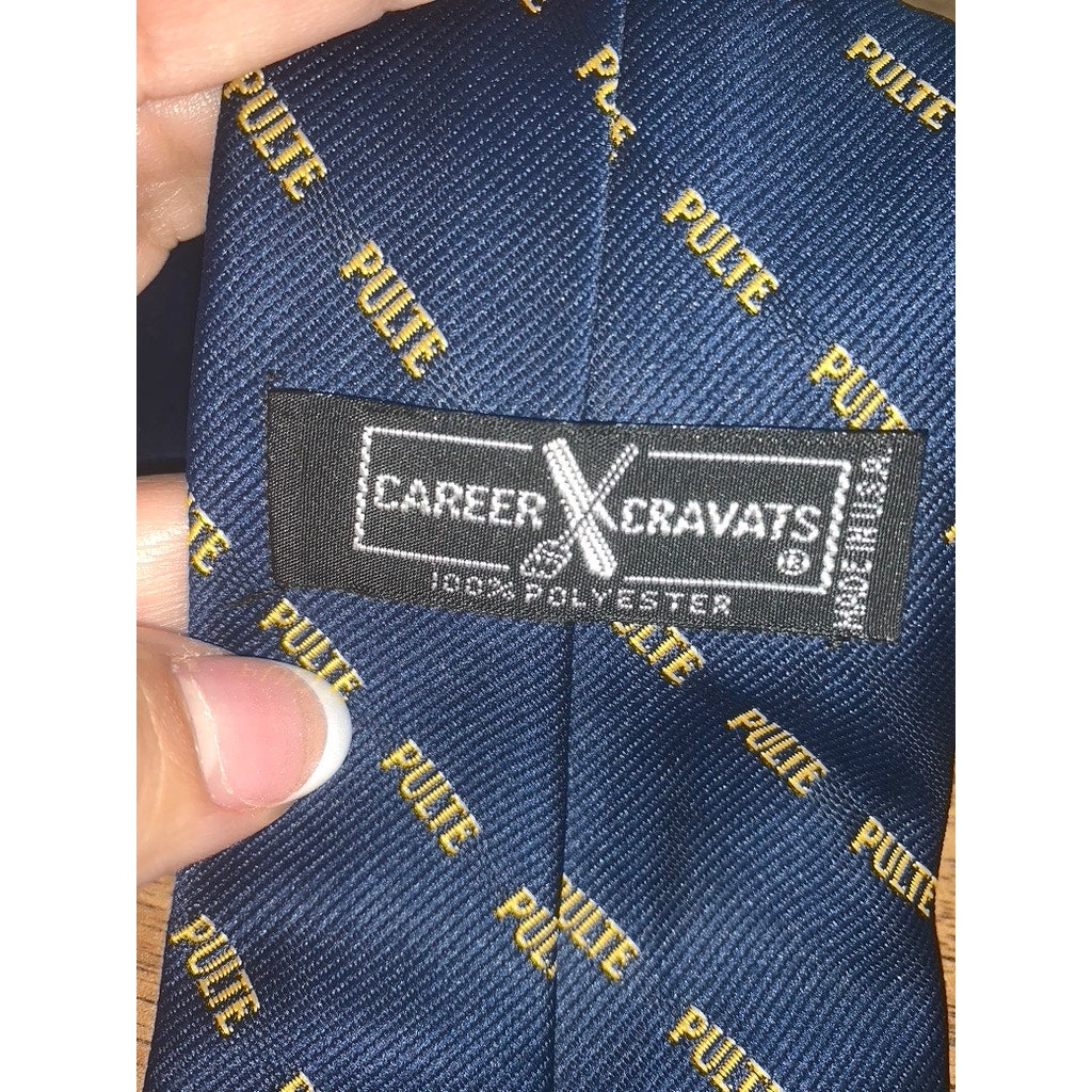 Career Cravats Men's Blue Geometric Pulte Tie Classic Width & Length