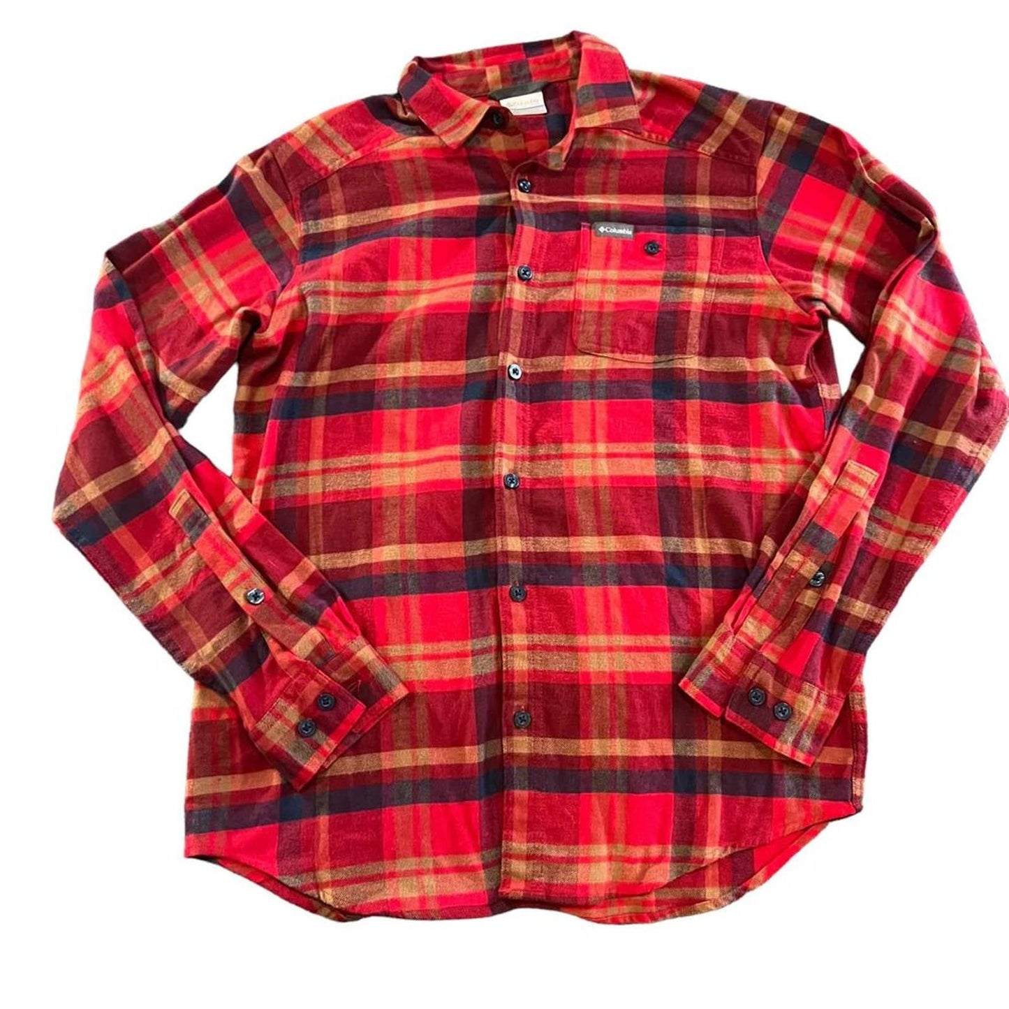 Columbia Men's Small Red Cornell Woods Flannel Long Sleeve Shirt