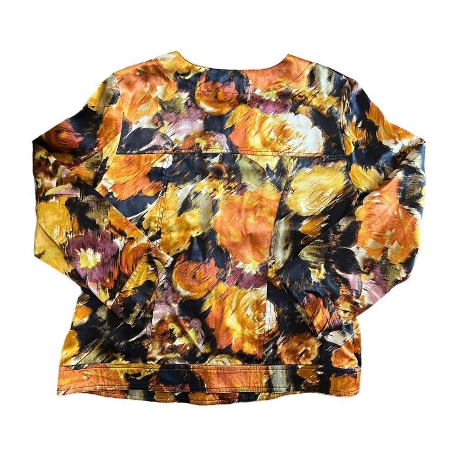 Pendleton Blouse Womens Medium Floral Button Front Silk Long Sleeve Top
