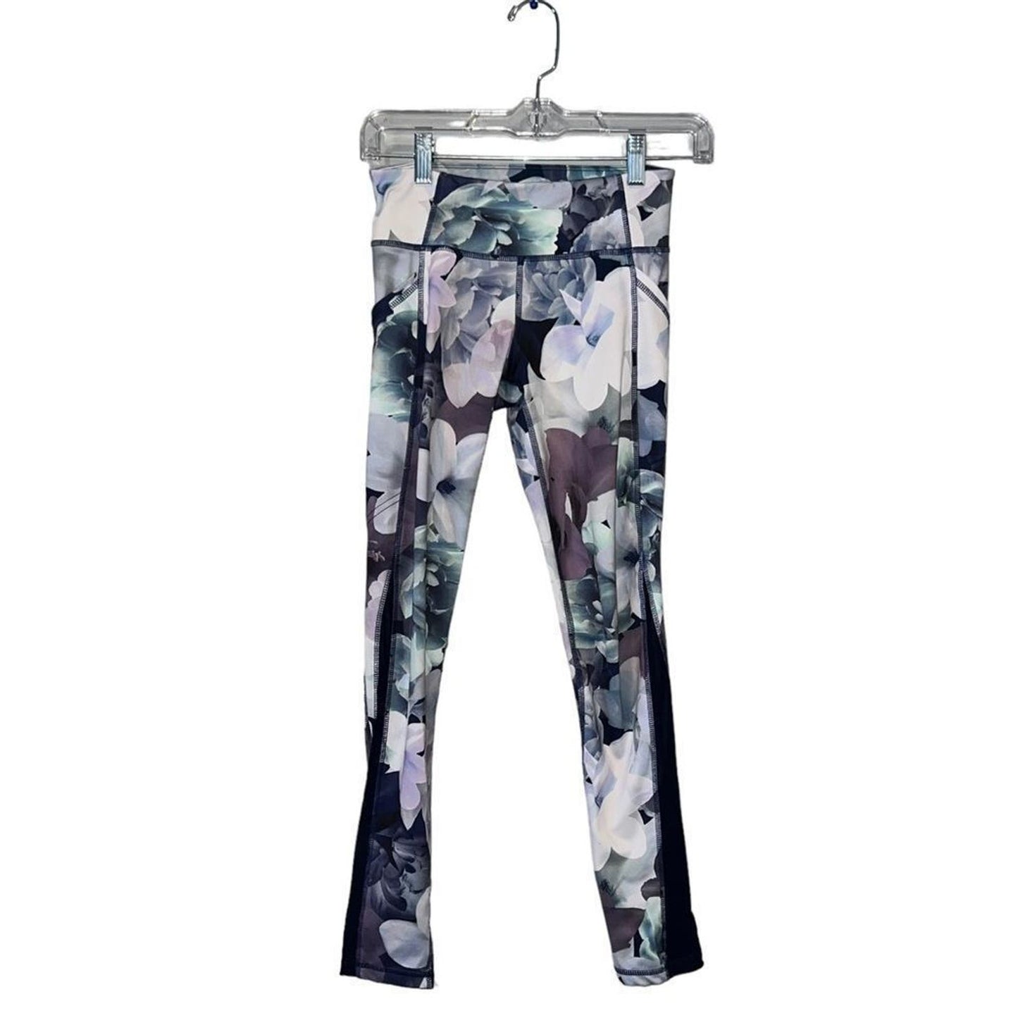 Old Navy purple active floral leggings sz 10-12 EUC