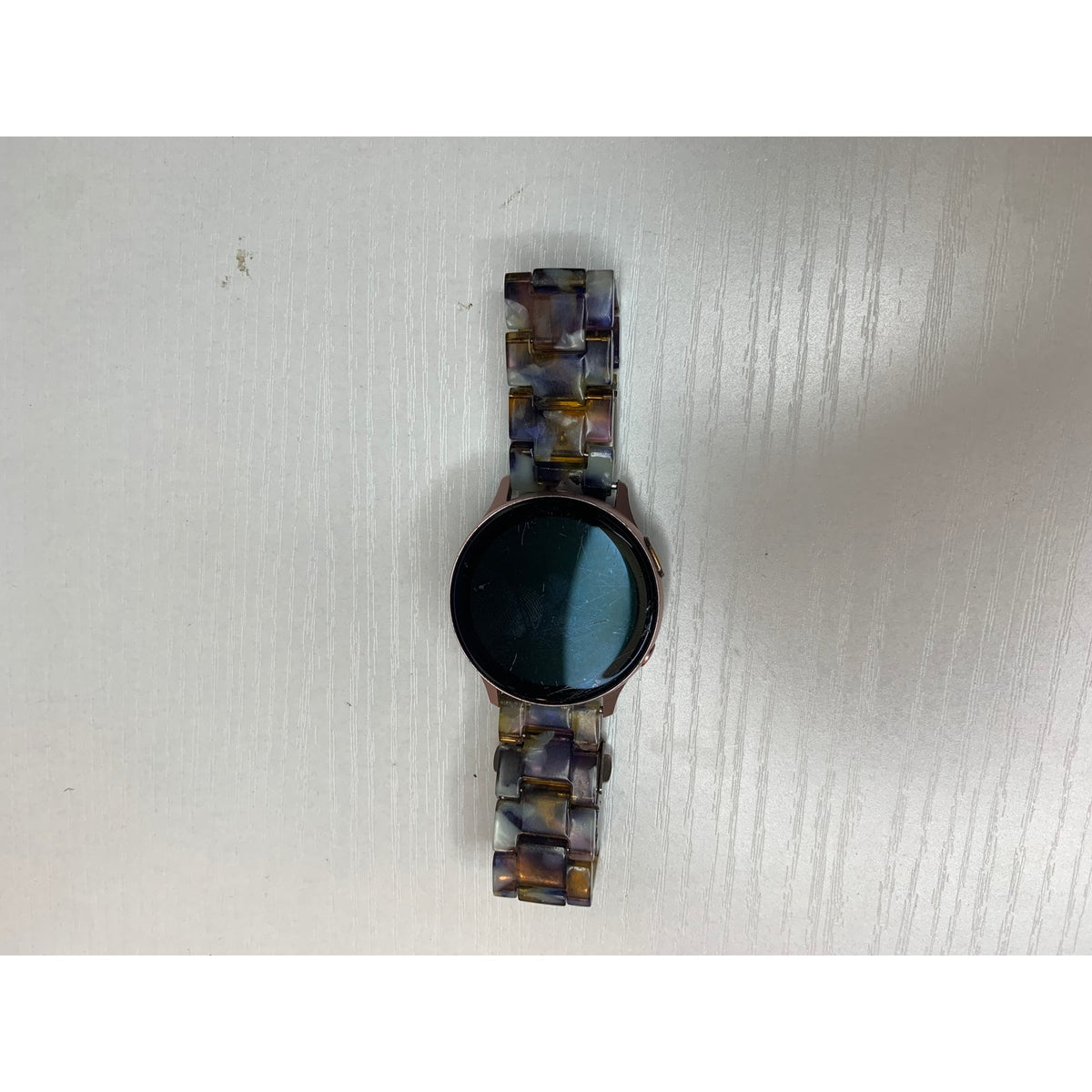 Samsung Galaxy Watch Active2 Rose Gold Cracked Screen Resin Link Band NOT TESTED