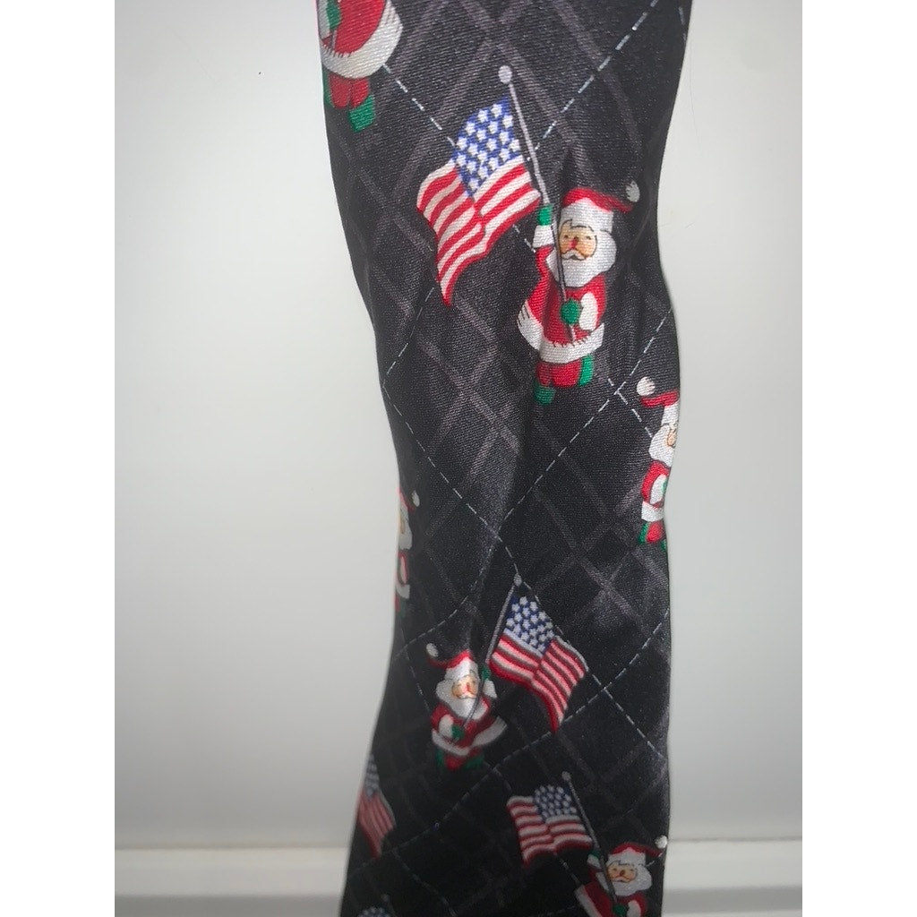 Holiday Traditions Men's Patriotic Santa Claus Silk Necktie Christmas USA Flag