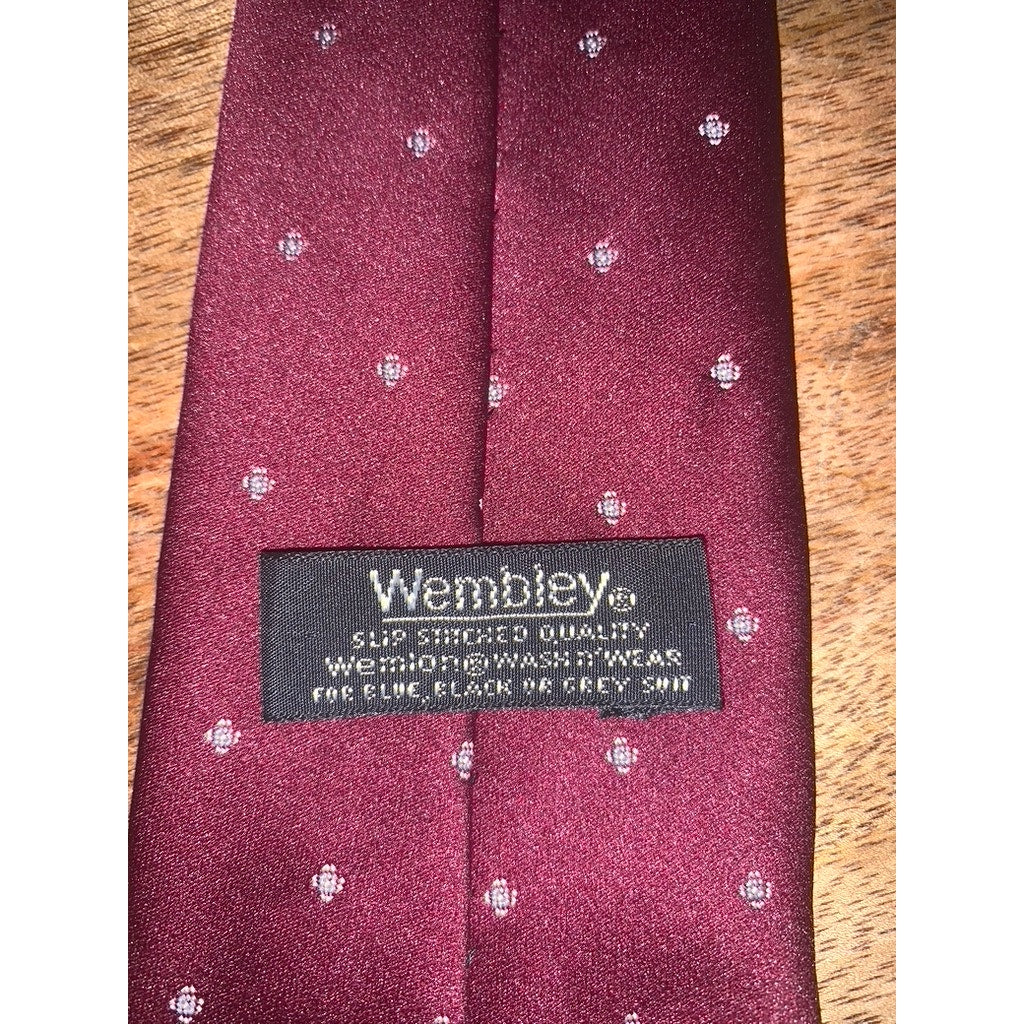 Wembley Vintage Burgundy Silk Polka Dot Men's Tie