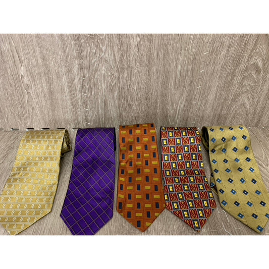 Lot of 5 Jos. A Bank Corporate Collection Silk Ties Geometric Multicolor Men's