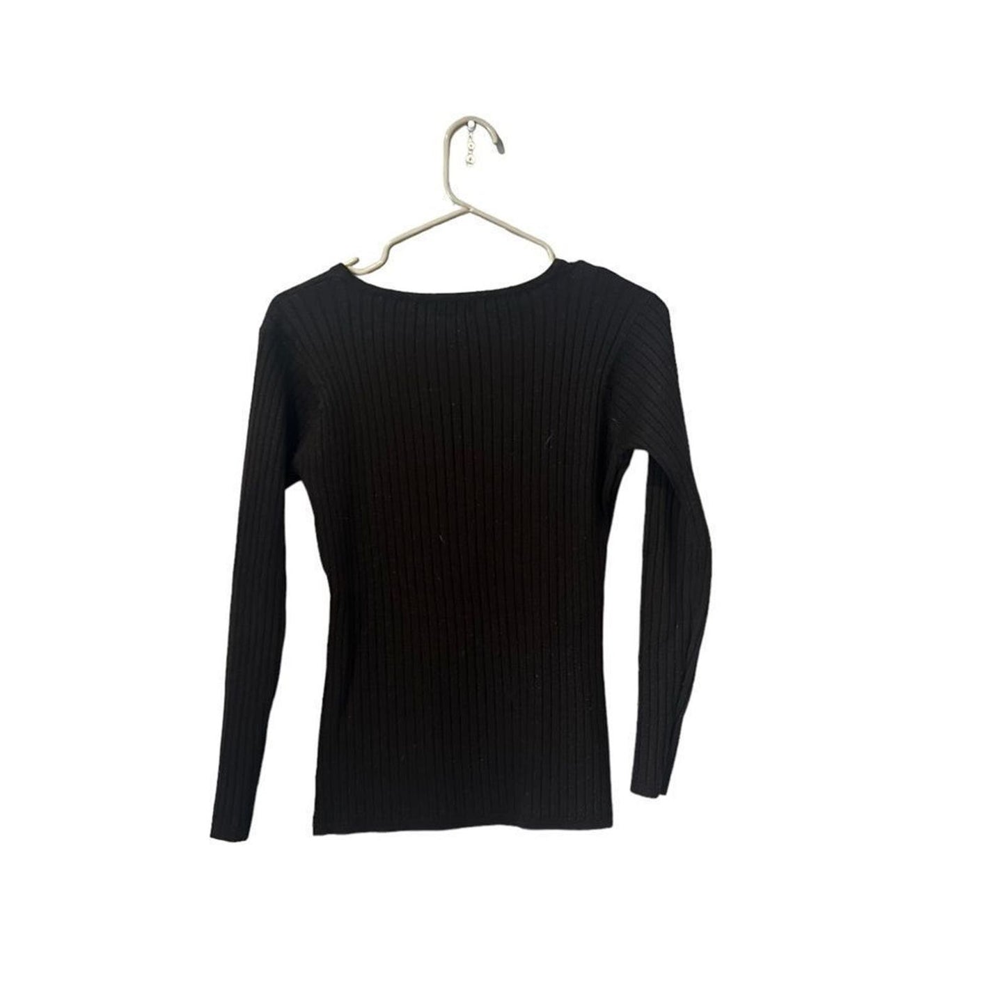 Limited Black Ribbed Wool Long Sleeved Sweater M