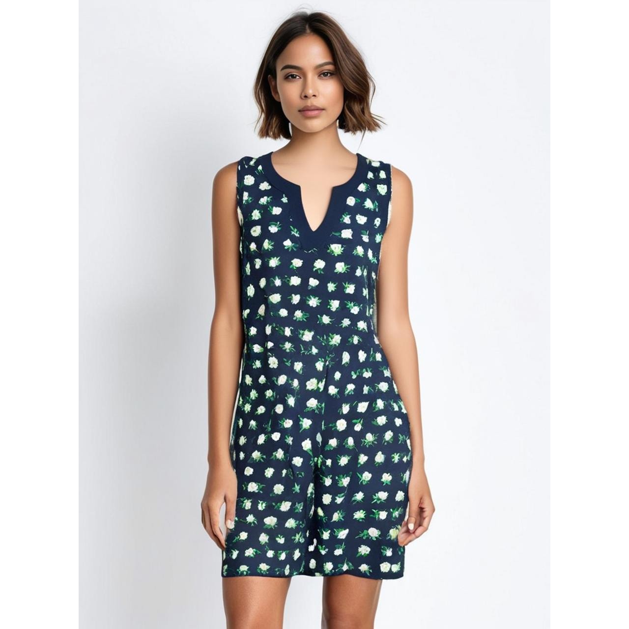 Draper James x Lands' End Blue Floral Shift Dress Petites Size Medium