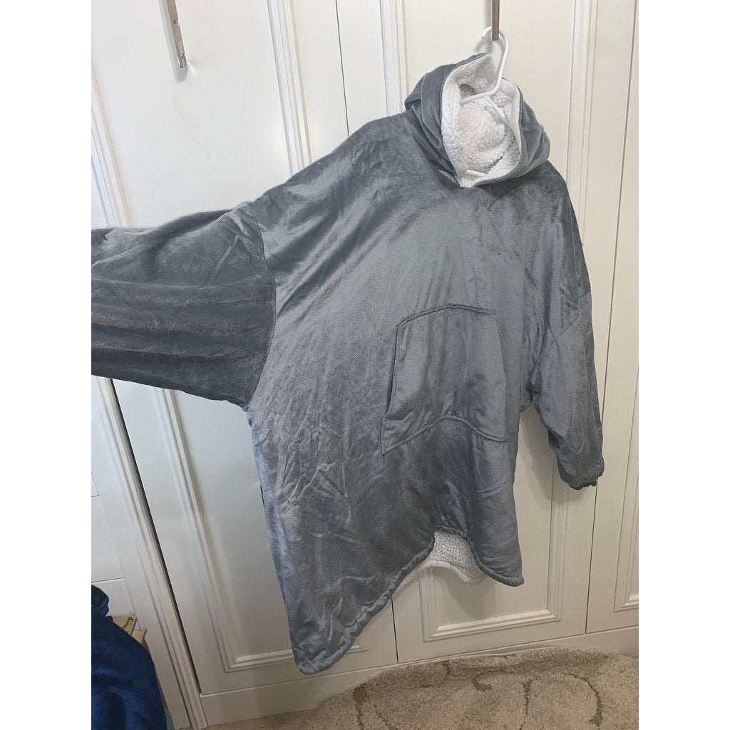 Unbranded Wearable Blanket Hoodie Unisex One Size Gray Sherpa Robe