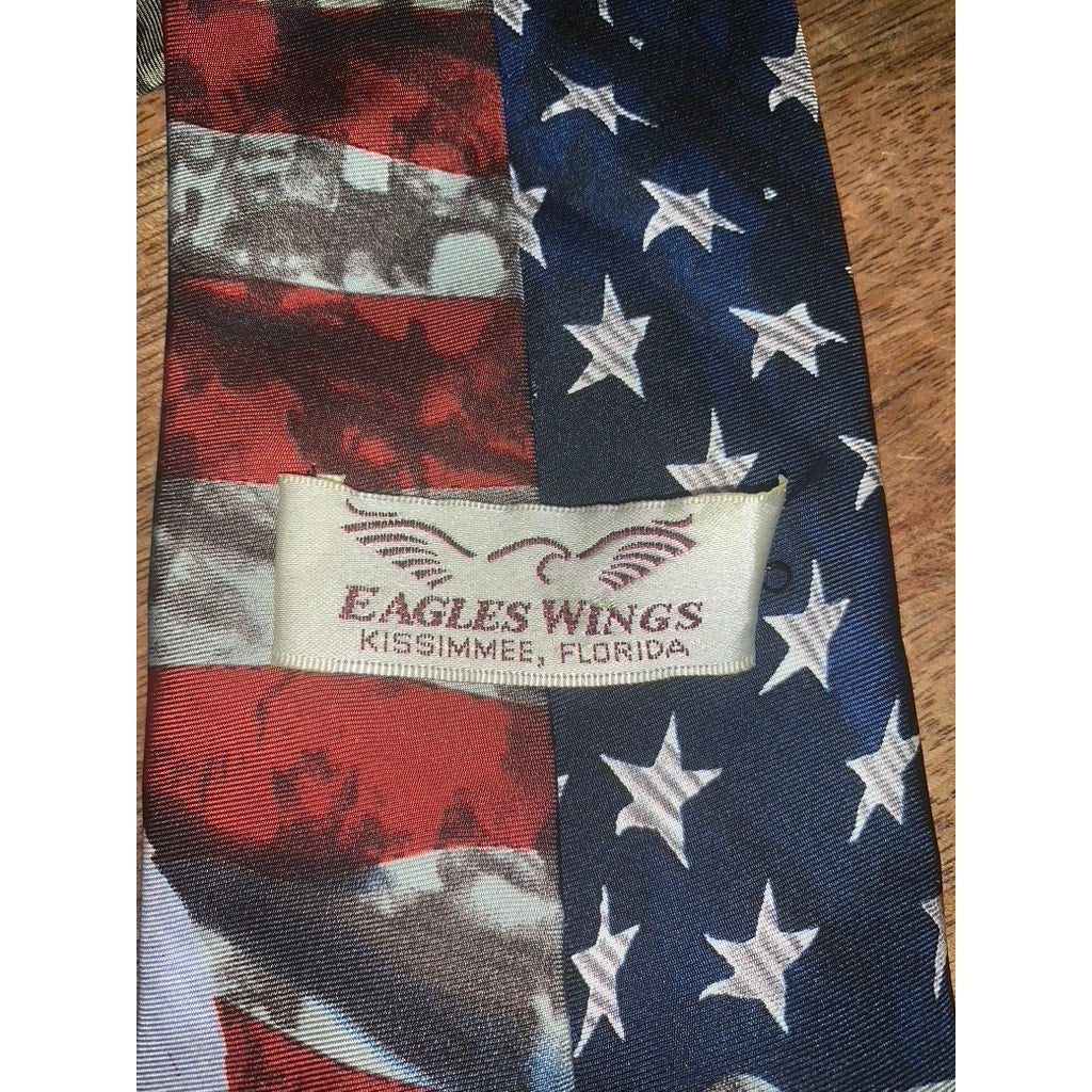 Men's Patriotic Silk Necktie American Flag Bald Eagle Statue of Liberty