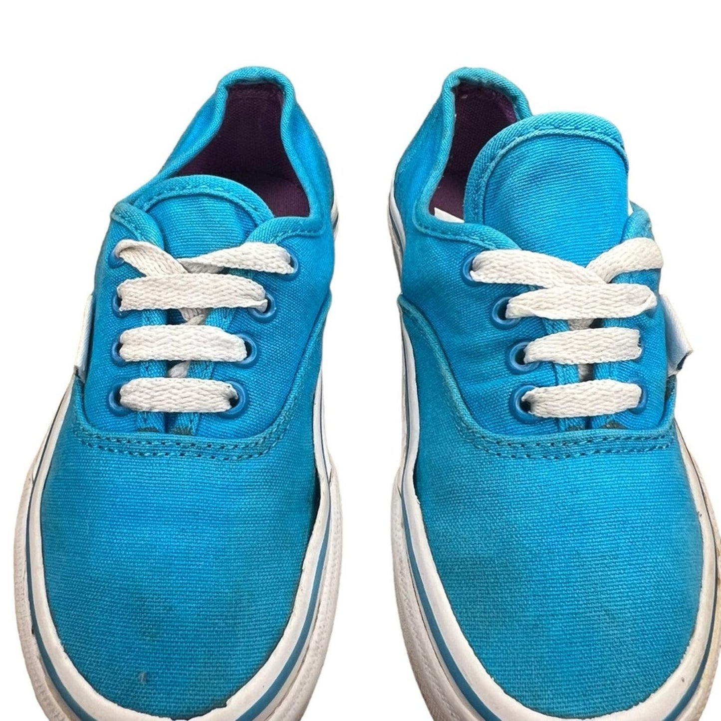 Vans Authentic Cyan Blue/ True White Lace Up Canvas Sneakers Youth Size 11.0