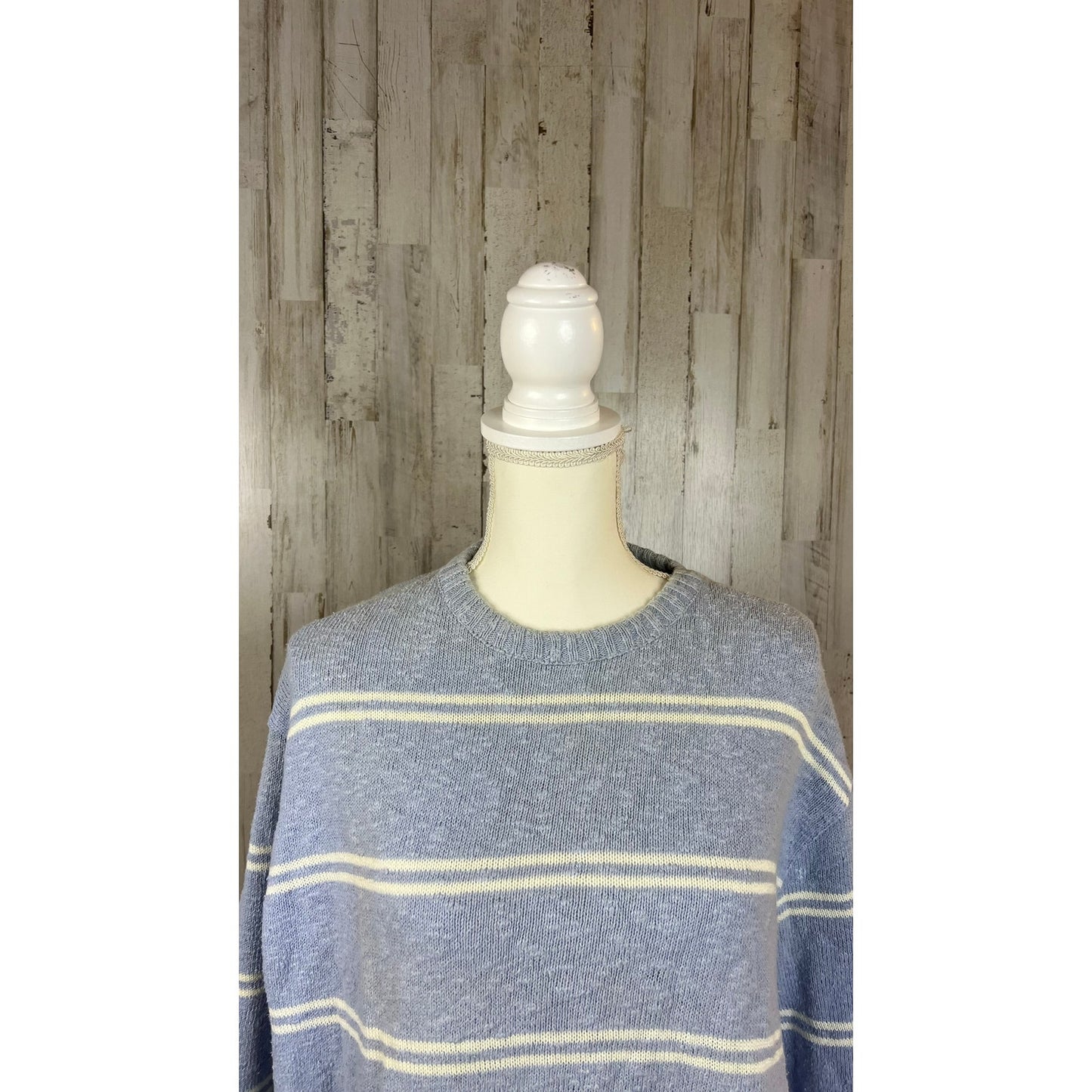 Vintage Granby Club Collection Men's XL Blue Striped Crew Neck Pullover Sweater